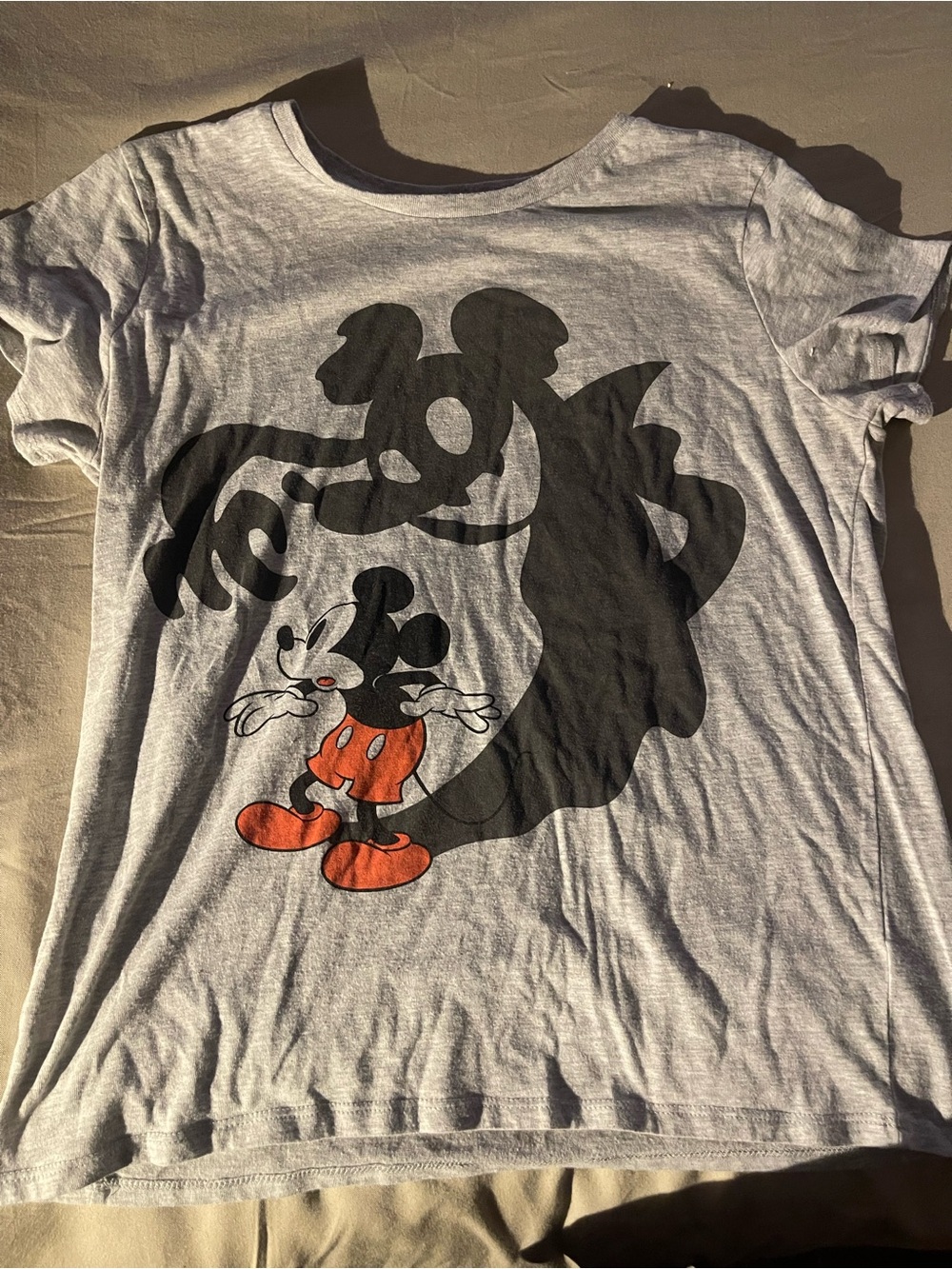 Women’s vintage Gray Mickey Mouse Graphic Tee with Orange Accents